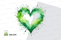 Green watercolor heart Product Image 1