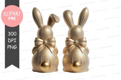 Golden bunny figurines with bows Product Image 1