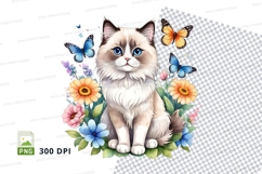 Serene cat in a floral garden Product Image 1