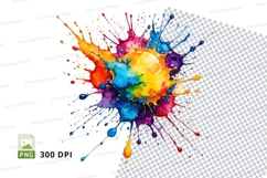 Colorful paint splash clipart png Product Image 1