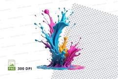 Colorful paint splash clipart png Product Image 1