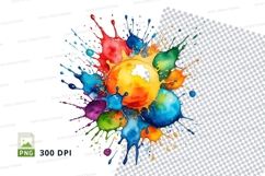 Colorful paint splatter clipart png Product Image 1