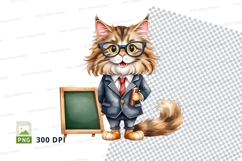Cartoon cat in business suit with chalkboard mockup Product Image 1