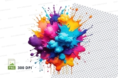 Colorful paint splatter clipart png Product Image 1