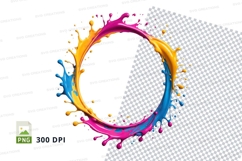 Colorful paint splash circle clipart png Product Image 1
