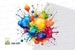 Colorful paint splatter clipart png Product Image 1