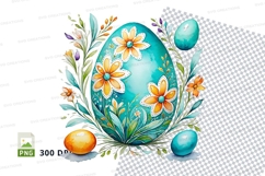 Easter egg clipart png with floral design Product Image 1