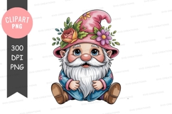 Whimsical garden gnome with floral hat Product Image 1