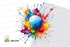Colorful paint splatter clipart png Product Image 1