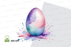 Watercolor easter egg clipart png Product Image 1
