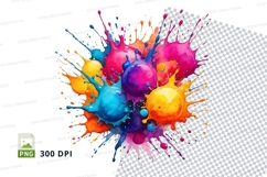 Colorful paint splatter clipart png Product Image 1