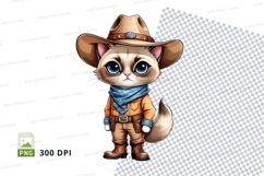 Cartoon cat cowboy clipart Product Image 1