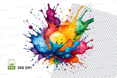 Colorful paint splatter clipart png Product Image 1