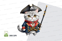 Cartoon cat pirate costume clipart png Product Image 1