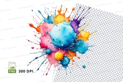 Colorful paint splatter clipart png Product Image 1