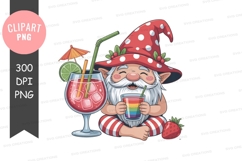 Cheerful gnome with summer drinks Product Image 1