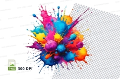 Colorful paint splatter clipart png Product Image 1