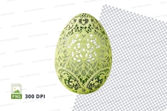 Green intricate pattern easter egg clipart png Product Image 1