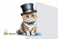 Cat clipart png with top hat and bow tie Product Image 1