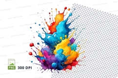 Colorful paint splatter clipart png Product Image 1