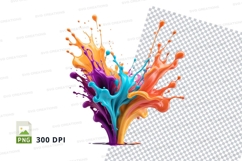 Colorful paint splash clipart png Product Image 1