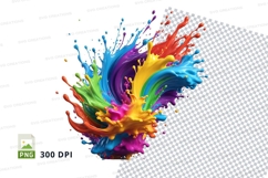 Colorful paint splash clipart png Product Image 1