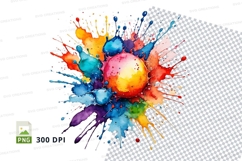 Colorful watercolor splash clipart png Product Image 1