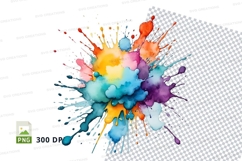 Colorful paint splatter clipart png Product Image 1