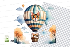 Hot air balloon with cats clipart png Product Image 1