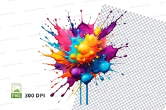 Colorful paint splatter clipart png Product Image 1