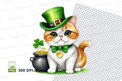 Illustrated cat wearing st. patrick's day hat and accessorie Product Image 1