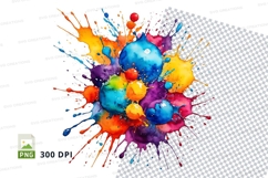 Colorful paint splatter clipart png Product Image 1