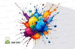 Colorful paint splatter clipart png Product Image 1