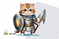 Cartoon cat knight clipart png Product Image 1