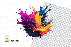Colorful paint splatter clipart png Product Image 1