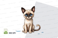 Clipart png of a cute siamese cat sitting Product Image 1