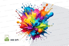 Colorful paint splatter clipart png Product Image 1