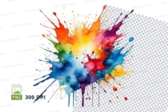 Colorful paint splash clipart png Product Image 1