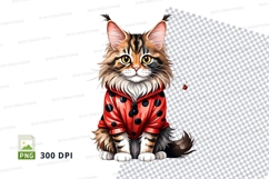 Clipart png of a cat wearing a red ladybug costume Product Image 1