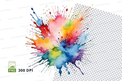 Colorful paint splatter clipart png Product Image 1