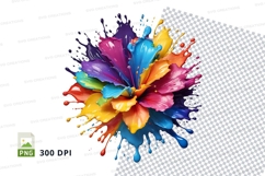 Colorful flower splash clipart png Product Image 1