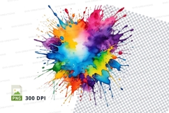 Colorful paint splatter clipart png Product Image 1