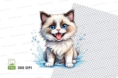 Cartoon kitten in water t-shirt mockup Product Image 1