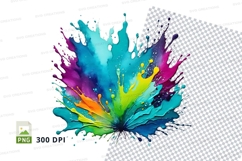 Colorful paint splash clipart png Product Image 1