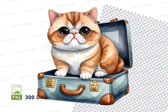 Cat in suitcase clipart png Product Image 1