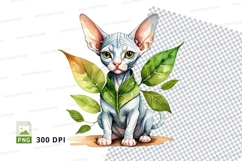 Sphynx cat with leaves t-shirt mockup Product Image 1