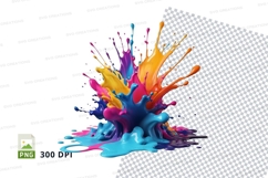 Colorful paint splatter clipart png Product Image 1