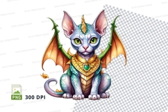 Fantasy cat dragon clipart png Product Image 1