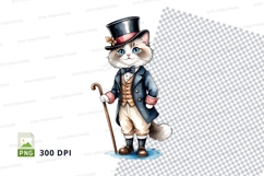 Cat clipart png - cat wearing top hat and suit Product Image 1