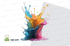 Colorful paint splash clipart png Product Image 1